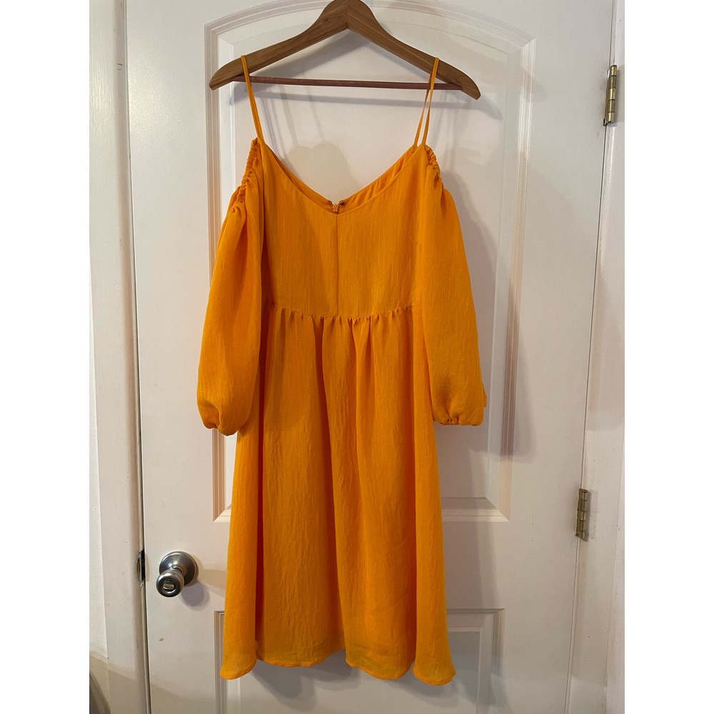 Moulinette Soeurs Bright Orange Off-Shoulder Midi Dress